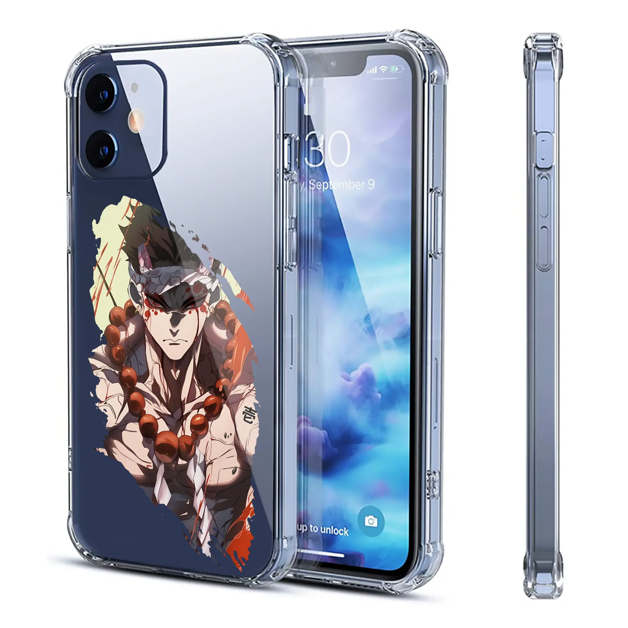 鬼滅の刃 グッズ,悲鳴嶼 行冥 - IPhone 12シリーズ対応 ・ 透明スマホケース ・ クリアソフトケース ・ TPU素材 ・ 耐衝撃 ・ 高密着 ・ 防汚 防指紋 ・ 簡単着脱